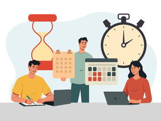 business time management deadline concept planner vector illustration banner clipart planning