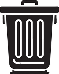Trash bin icon silhouette vector with white background