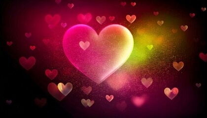 Valentine's Day pink background with hearts and light