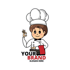 catering chef logo design vector
