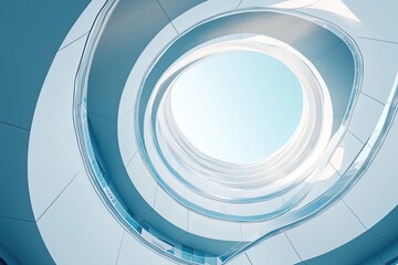 White circular building, modern geometric wallpaper, futuristic technology design