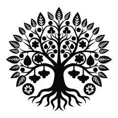 Obraz premium Tree line art vector icon silhouette