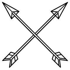 Elegant Arrow Cross Line Art Vector