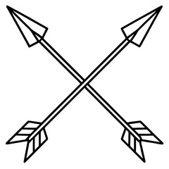Elegant Arrow Cross Line Art Vector