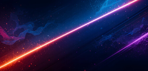 Dark deep bright blue purple red orange coral abstract background. Geometric shape. Angle line strip 3D. Color gradient. Neon electric metallic fire glow light. Grain noise rough. Wide banner. Panoram