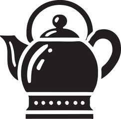 Tea pot icon silhouette vector with white background