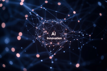 Obraz premium Glowing neural network web illustrates advanced technology and innovation in artificial intelligence development in digital space