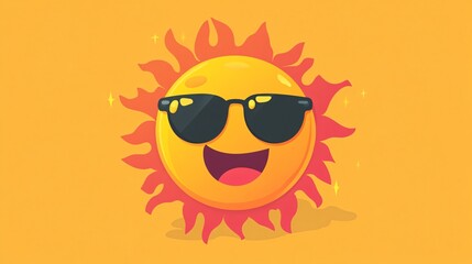 Cute Summer Sun Character Icon Vector Illustration
