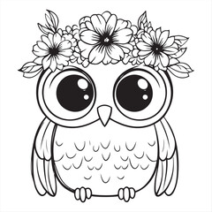 Adorable Floral Crown Owl
