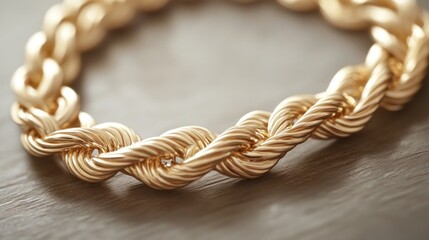 Obraz premium Close-up of a Gold Rope Chain Bracelet
