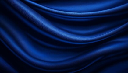 Fototapeta premium Black blue abstract background. Dark blue silk satin texture background. Shiny fabric with wavy soft pleats. Dark blue elegant background with copy space for your design. Liquid wave effect
