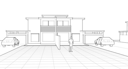 Fototapeta premium modern modular house 3d illustration