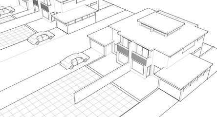 modern modular house 3d illustration