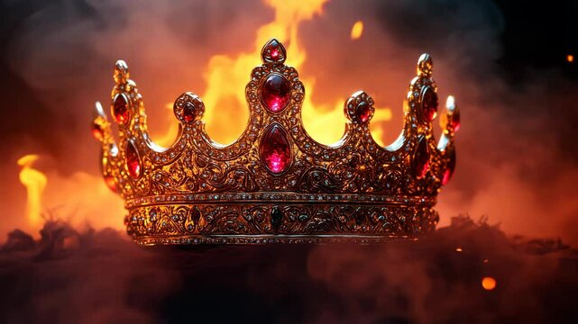 A majestic fantasy king's crown on a back smoky background.
