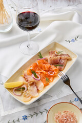 Fresh Seafood Assortment Light and Elegant Culinary Presentation with Delicate Colors