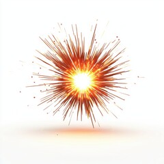 firework-style spark effect with radiant light beams, placed on a clean white background