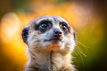 Fototapeta premium Adorable Meerkat Looking Upward: High-Resolution Stock Photo