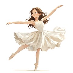 Naklejka premium Graceful Ballerina in Flowing Gown - Artistic Illustration.