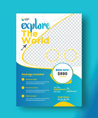Travel flyer template, tour travel template design, vector flyer, explor flyer, vacation flyer