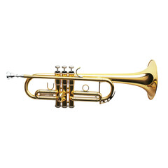 Obraz premium Golden Trumpet Isolated on Black Background for Music Themes
