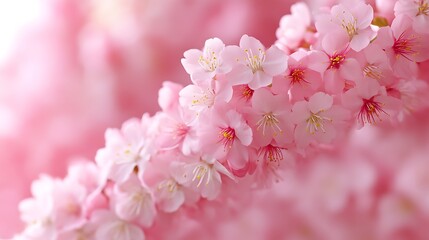 Delicate Pink Cherry Blossoms Blooming Beautifully