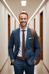 Fototapeta premium arafed man in a suit and tie standing in a hallway