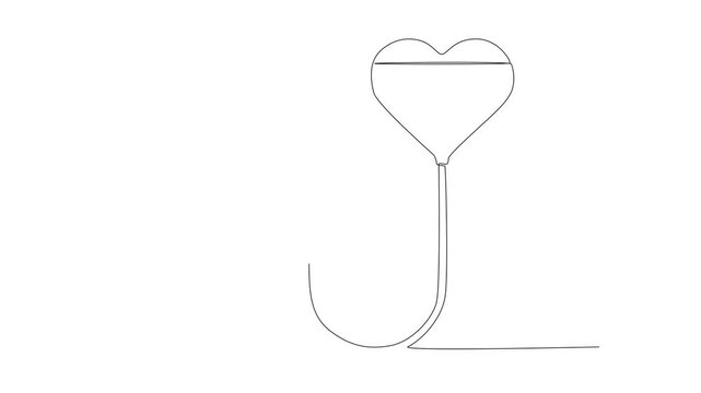 Continuous one line drawing blood bag vector Video, IV bag in trendy flat style. Blood bag. Video Single line draw design vector graphic illustration