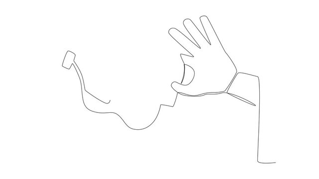 Continuous one line drawing blood bag and hand vector Video, IV bag in trendy flat style. Blood bag. Video Single line draw design vector graphic illustration