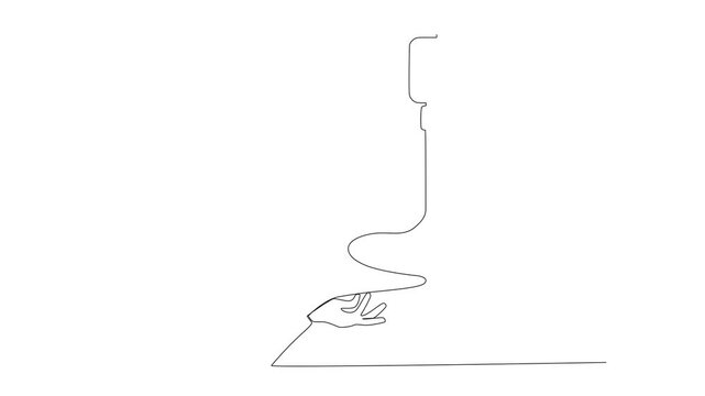Continuous one line drawing blood bag and hand vector Video, IV bag in trendy flat style. Blood bag. Video Single line draw design vector graphic illustration