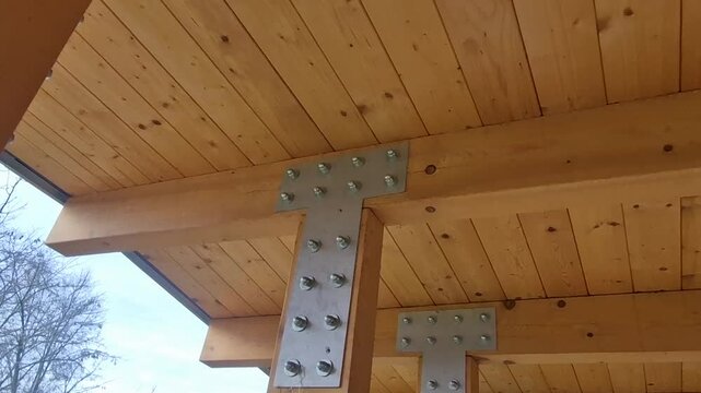 terrace with wooden pergola and plexiglass roof. vines are straining, crawling under the beams. garden or park. sitting with dry wall wine region. restaurant countryside france, truss