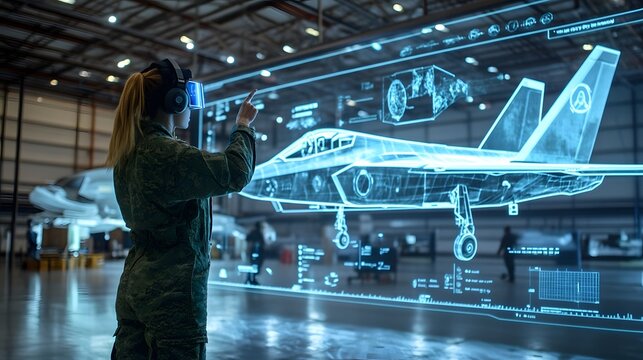 Engineer Using Augmented Reality for Aircraft Design Review