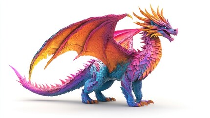 Fototapeta premium Vibrant Rainbow Dragon Fantasy Art