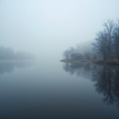 안개 낀 호수 1