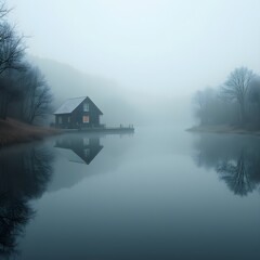 Fototapeta premium 안개 낀 호수 4