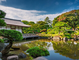 Fototapeta premium Generated image 夏の日本庭園