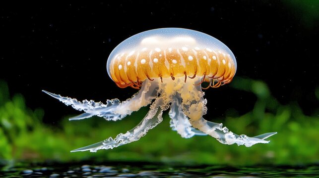 Orange Jellyfish Underwater Closeup