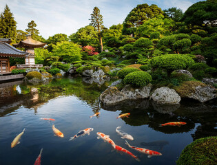 Naklejka premium Generated image 夏の日本庭園