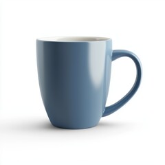 modern blue ceramic mug with a matte finish, featuring a clean and minimalistic design, isolated on a white background with subtle lighting.