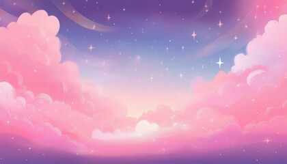 creative magical fairytale fantasy clouds border frame with stars and glowing background; Graphic resource