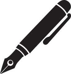Pen icon silhouette vector with white background