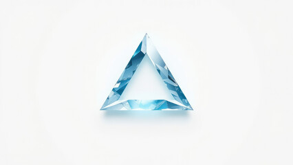 Icy blue pigment with an elegant isosceles triangle on white, calming, minimalist, stark, white space
