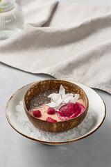 Vibrant Berry and Chia Smoothie Bowl on Ice Rustic Elegance in Soft Lighting