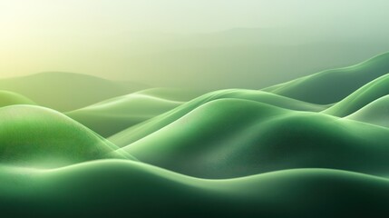 Obraz premium Green hills sunrise, landscape, digital art, website