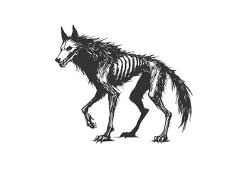 Giant Wolf Fenrir hand drawn sketch vector