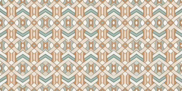 Minimalist, geometric pattern of interlocking shapes in muted colors on a plain background, geometric pattern, minimalist, patterned