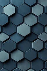 Naklejka premium Blue and Gray Three-Dimensional Hexagon Background, Generating a Stunning Geometric Pattern