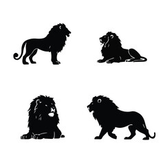 Majestic Lion Silhouette Vector Set – Powerful & Elegant Poses Vector Illustration