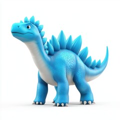 Naklejka premium stegosaurus with vibrant blue plates on its back, standing confidently on a clean white background