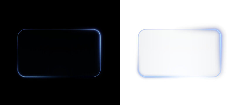 Collection of futuristic hud light blue frame. Technological background. Light glass gold frames square, oval, rectangle, circle. HUD PNG. Vector Illustration.