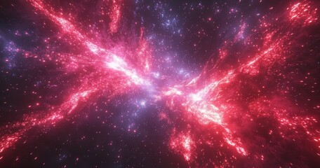 Obraz premium Stunning Cosmic Explosion of Bright Pink and Blue Nebula with Faint Stars and Sparkling Background in Galaxy Scene